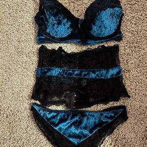 Teal velvet lingerie